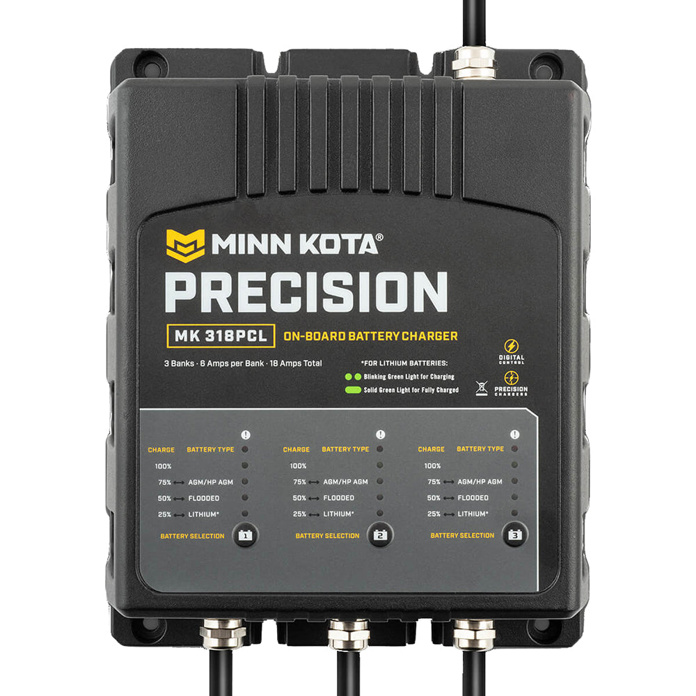 Minn Kota OnBoard Precision Charger MK318 PCL 3 Bank x 6 AMP LI Optimized Charger 1833181