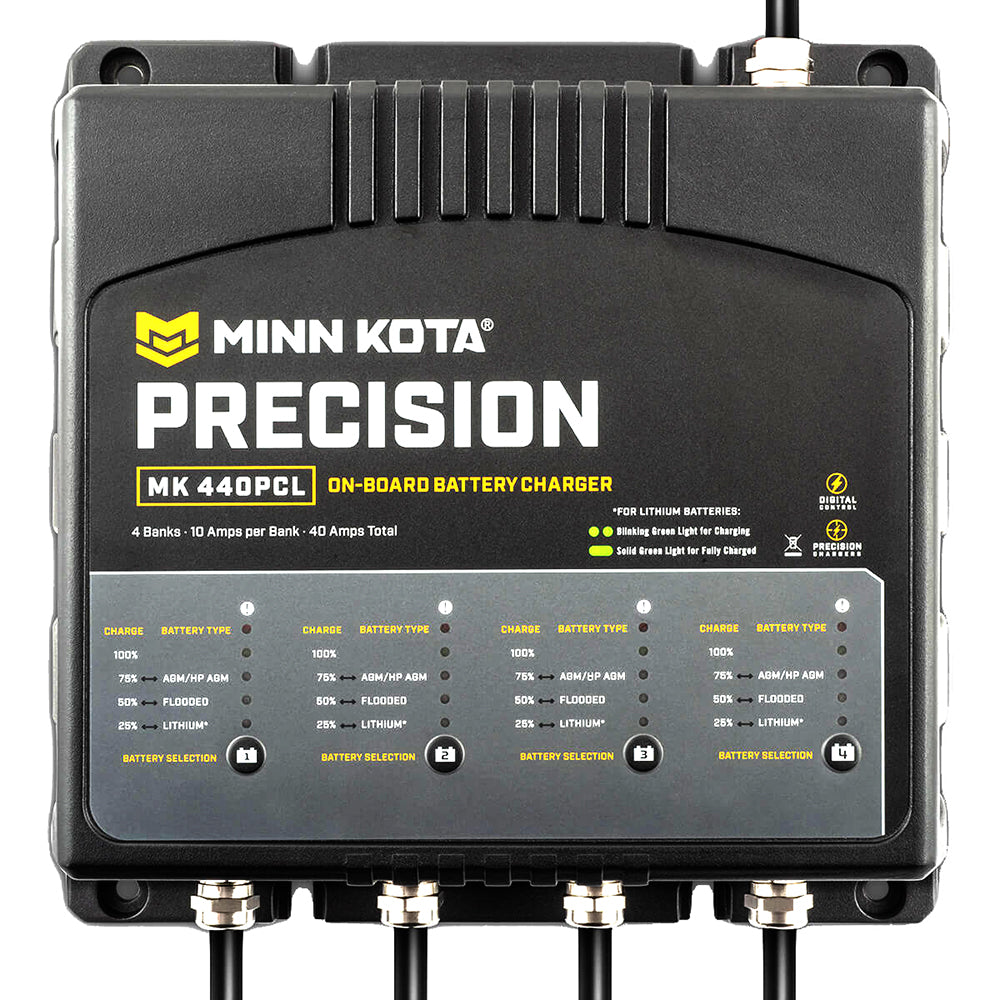 Minn Kota OnBoard Precision Charger MK440 PCL 4 Bank x 10 AMP LI Optimized Charger 1834401